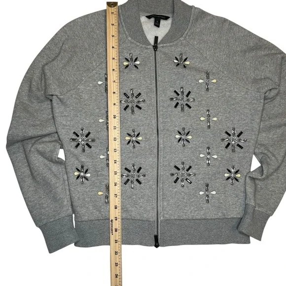 Banana Republic Women Grey Embellished Sweater Bomber Size S - Picture 2 of 10
